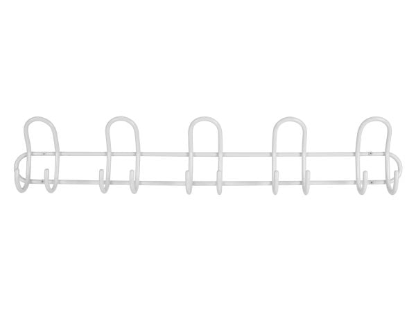HOME It® knagerække med 5 knage Ø8 mm x 68,5×6,5 x 13 cm hvid
