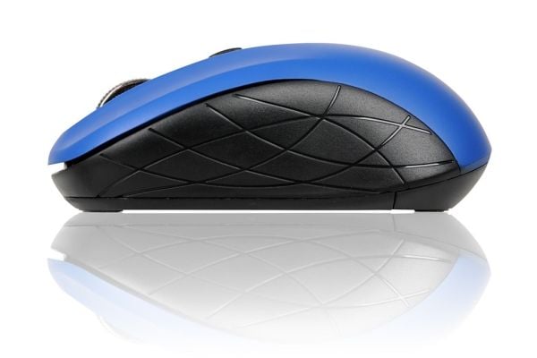 iBOX Rosella - Mus - høyre- og venstrehåndet - optisk - 3 knapper - trådløs - 2.4 GHz - USB trådløs mottaker - blå - hengeboks