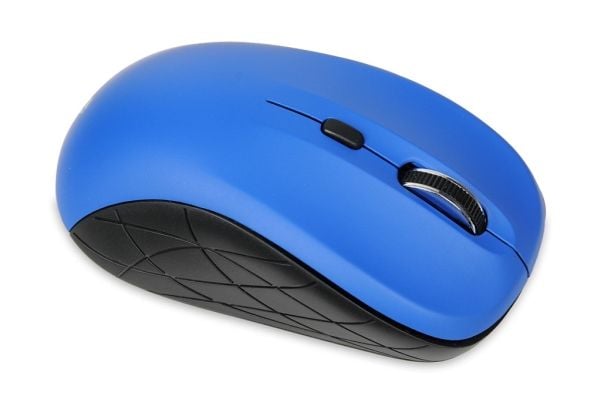 iBOX Rosella - Mus - høyre- og venstrehåndet - optisk - 3 knapper - trådløs - 2.4 GHz - USB trådløs mottaker - blå - hengeboks