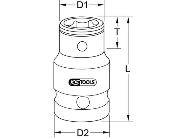 KS Tools 918.1271, Stikkontakt, 1 hoder, Kromvanadiumstål, DIN 3120, ISO 1174, 40 g