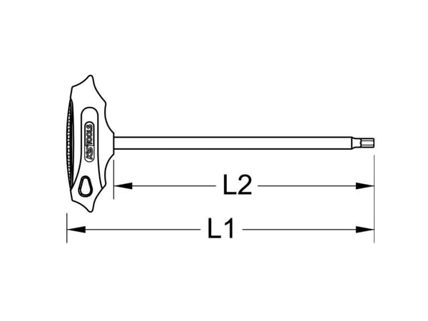KS Tools 158.5126, Hex-nøkkel med T-grep, 1 stykker, Kromvanadiumstål, 28 cm, 145 g
