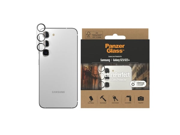 PanzerGlass™ | PicturePerfect - Objektiv beskyttelse for mobiltelefon - rammefarve sort | Samsung Galaxy S23/23+
