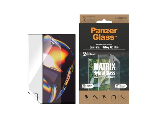 PanzerGlass™ | Matrix Hybrid Glass - Skjermbeskytter til mobiltelefoner - Ultravid passform | Samsung Galaxy S23 Ultra