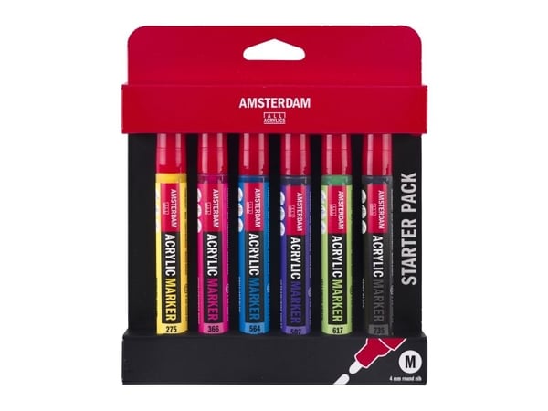 Amsterdamin akryylitussit Starter Set - 6 x Medium - 4 mm kärki