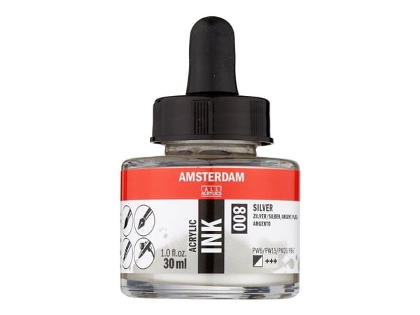 Amsterdam akrylbläckflaska silver 800