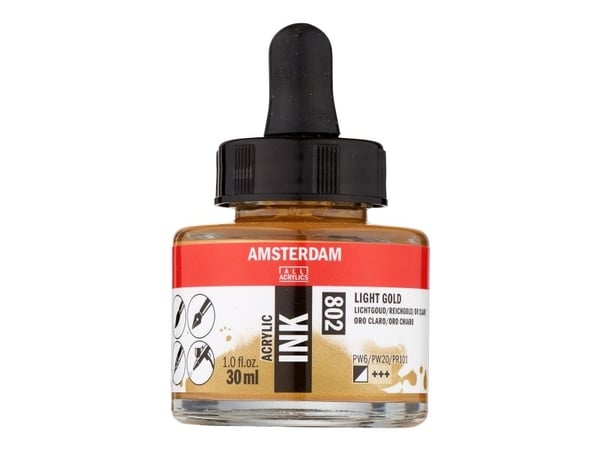 Amsterdam Acrylic Ink-flaske Light Gold 802