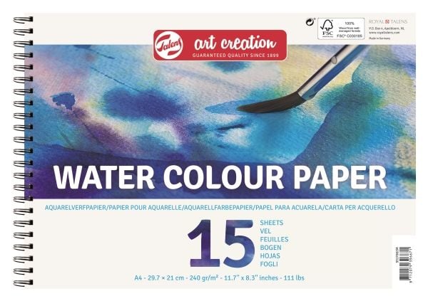 Talens Art Creation akvarellpapir | 29,7 x 21 cm (A4), 250 g, 15 ark
