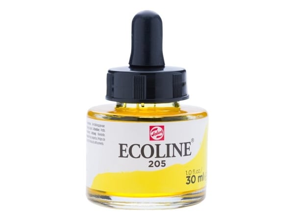 Ecoline flytende akvarellfarge flaske Lemon Yellow (Primary) 205