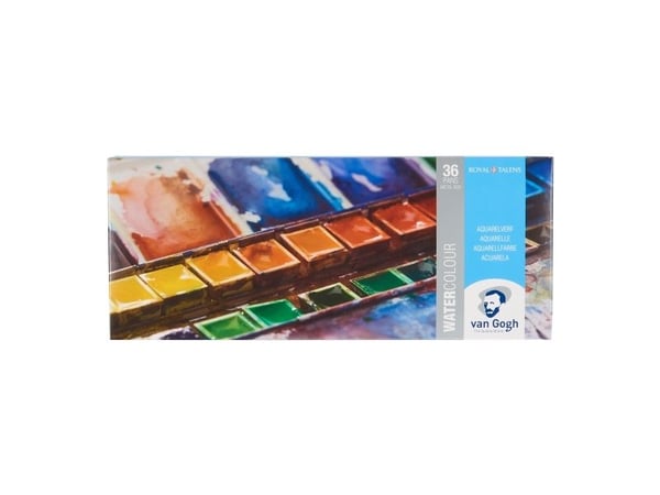 Van Gogh akvarellsett i metallboks | 36 half pans + pensel
