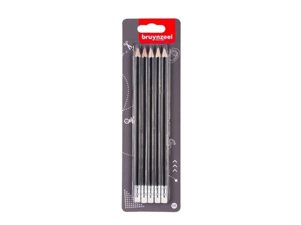 Bruynzeel Teens Graphite Pencil HB + Eraser tip Blister 5
