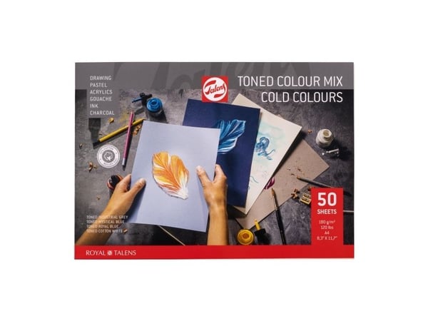 Talens tonet papirblokk Cold colour mix | 29,7 x 21 (A4), 180 g, 50 ark