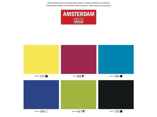 Amsterdamin akryylitussit Starter Set - 6 x Medium - 4 mm kärki