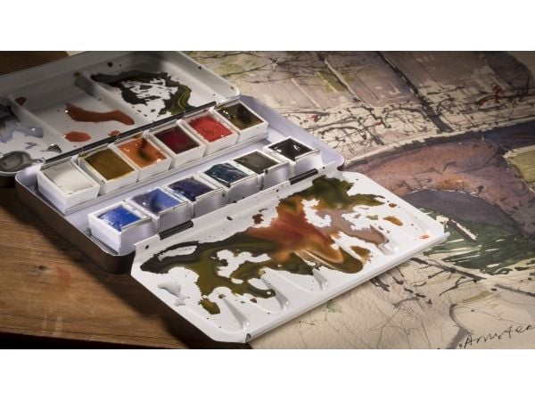Rembrandt akvarell i metallboks Urban Cityscape Color Selection | 12 farger + pensel