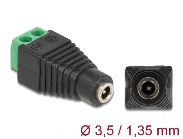 Delock - Strømkoblingsadapter - 2-pins terminalblokk til 3,5 x 1,35 mm DC-jakk (hunn)