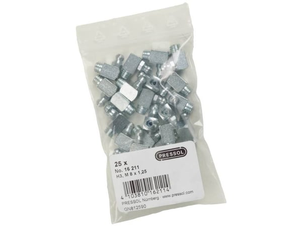 Pressol konisk smörjnippel H3-90°, M 8 x 1,25-VZ, 25 st (16 211)