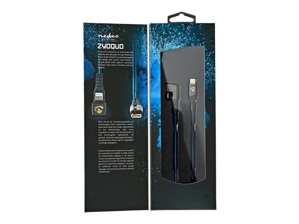 Nedis Gaming Zyoquo - Lightning-kabel - Lightning hann vinklet til 24 pin USB-C hann rett - 1 m - svart/blå - rund