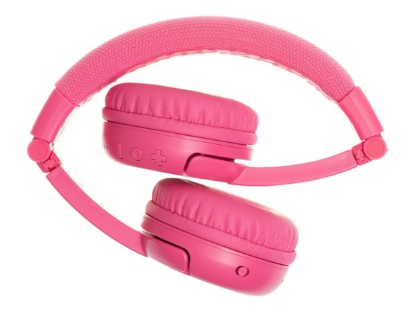Onanoff BuddyPhones PLAY+ - Hodetelefoner med mikrofon - on-ear - Bluetooth - trådløs, kablet - rosenrosa