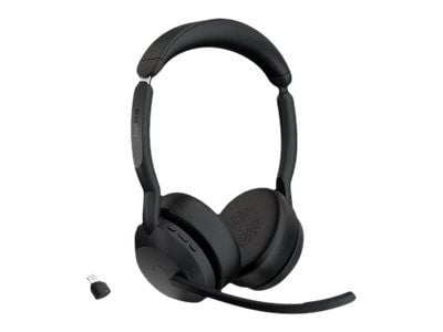 Jabra Evolve2 55 UC Stereo - Hodesett - on-ear - Bluetooth - trådløs - aktiv støydemping - USB-C - svart - Zoom Certified, Cisco Webex Certified, A...