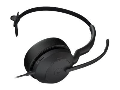 Jabra Evolve2 50 MS Mono - Headset - på örat - kabelansluten - aktiv brusradering - USB-C - svart - Zoomcertifierad, Certifierad för Microsoft-team...