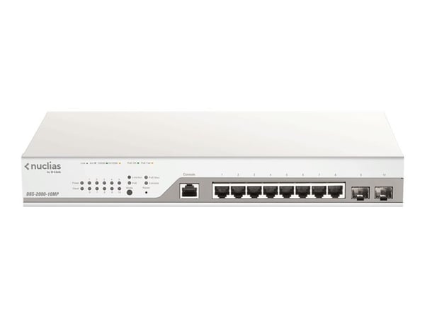 D-Link Nuclias Cloud-Managed DBS-2000-10MP - Switch - 8 x 10/100/1000 (PoE+) + 2 x Gigabit SFP - PoE+ (130 W)