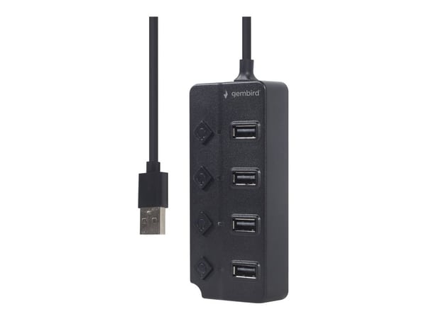 Gembird UHB-U2P4P-01 - Hub - with switches - 4 x USB 2.0 - stasjonær