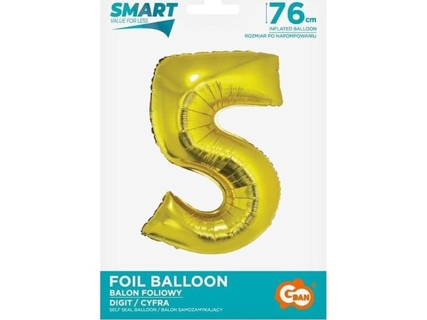 Smart folio ilmapallo Numeral5 kultainen76cm CH-SZL5 45519