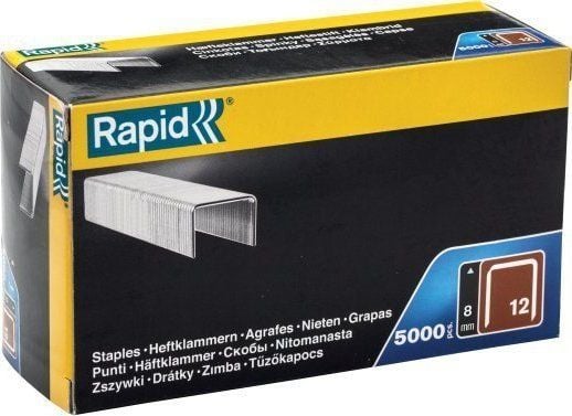 Rapid 40100518, Pakke med stifter, 8 mm, 5000 stifter, Festing, Metallisk, Lær