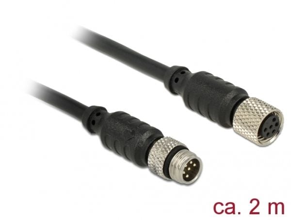 DeLOCK 12640, 2 m, M8, M8, Uros/naaras, Musta, Kiina
