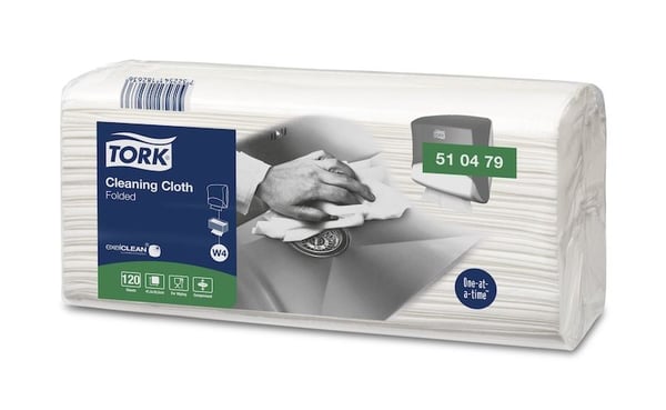 Aftørringsklud Tork W4 1-lag hvid 415x355 mm Toppak - (4 pakker x 120 stk.)