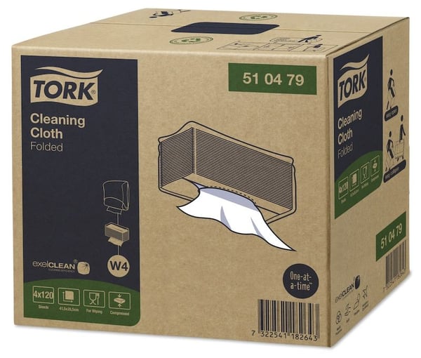 Aftørringsklud Tork W4 1-lag hvid 415x355 mm Toppak - (4 pakker x 120 stk.)