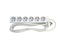 Schuko pistorasia, maadoitettu, 6 pistorasiaa, valkoinen, 1,5 m