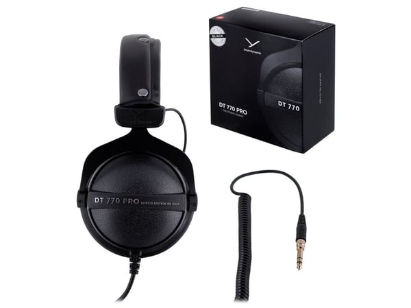 Beyerdynamic DT 770 PRO 80 OHM, Koblet med ledninger (ikke trådløs), Scene/studio, 5 - 35000 Hz, Hodetelefoner, Svart