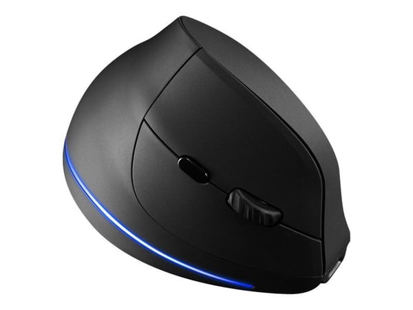 Media-Tech VERTIC RF MT1123 - Vertikal mus - ergonomisk - högerhänt - optisk - 5 knappar - trådlös - 2.4 GHz - trådlös USB-mottagare