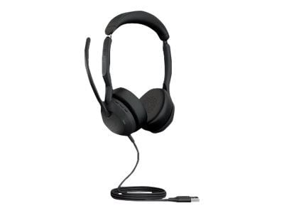 Jabra Evolve2 50 UC Stereo - Headset - på örat - kabelansluten - aktiv brusradering - USB-A - svart - Zoomcertifierad, Cisco Webex Certified, Optim...