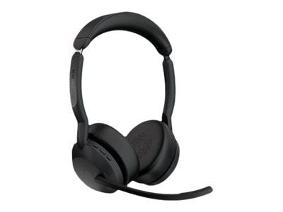 Jabra Evolve2 55 UC Stereo - Hodesett - on-ear - Bluetooth - trådløs - aktiv støydemping - USB-C - svart - med ladestativ - Zoom Certified, Cisco W...