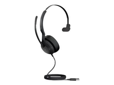 Jabra Evolve2 50 MS Mono - Hodesett - on-ear - kablet - aktiv støydemping - USB-A - svart - Zoom Certified, Certified for Microsoft Teams, Cisco We...
