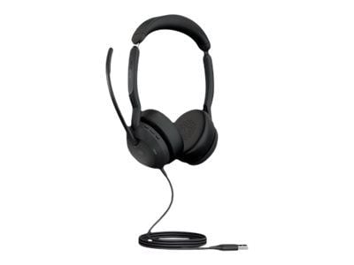 Jabra Evolve2 50 MS Stereo - Headset - på örat - kabelansluten - aktiv brusradering - USB-A - svart - Zoomcertifierad, Certifierad för Microsoft-te...