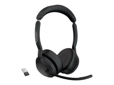 Jabra Evolve2 55 UC Stereo - Hodesett - on-ear - Bluetooth - trådløs - aktiv støydemping - USB-A - svart - Optimert for UC