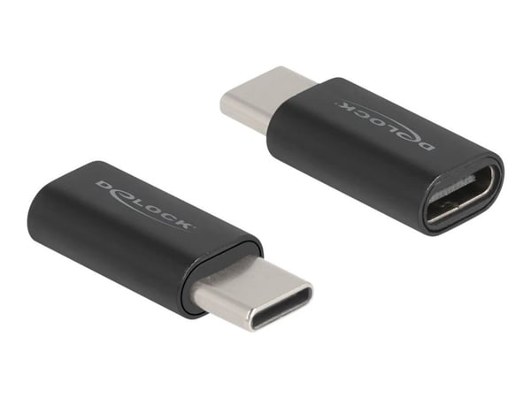 Delock - USB-adapter - USB-C (hann) til USB-C (hunn) - USB 3.2 Gen 2 - 20 V - 3 A - svart