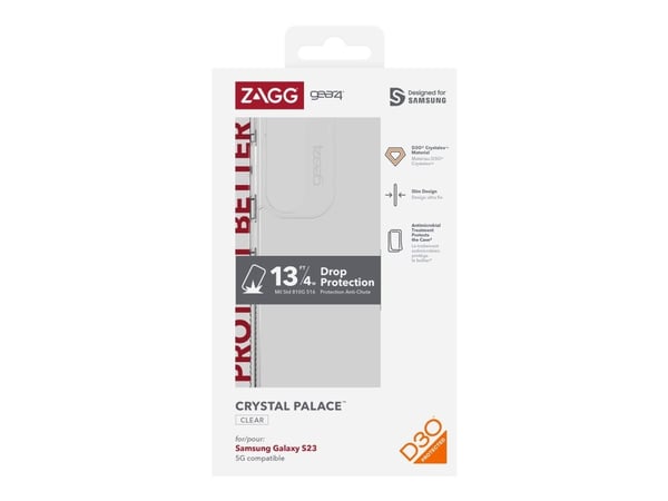 Gear4 Crystal Palace - Baksidesskydd för mobiltelefon - polykarbonat, termoplastisk polyuretan (TPU), RepelFlex-beläggning, D3O Crystalex - klar - ...