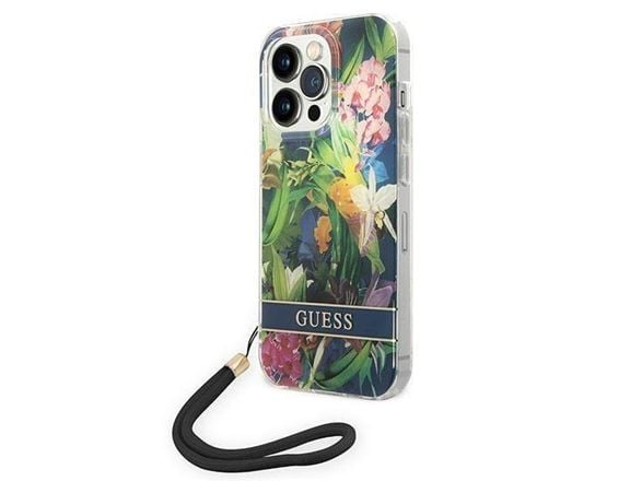 Deklas GUESS hårt gel-remmar/armband GUOHCP14LHFLSB bakstycke, Apple iPhone 14 Pro, blå, 6,1"