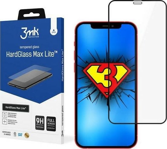 3MK HardGlass Max Lite, Apple, iPhone 12 Pro Max, Reptålig, Slagtålig, Transparent, 1 styck