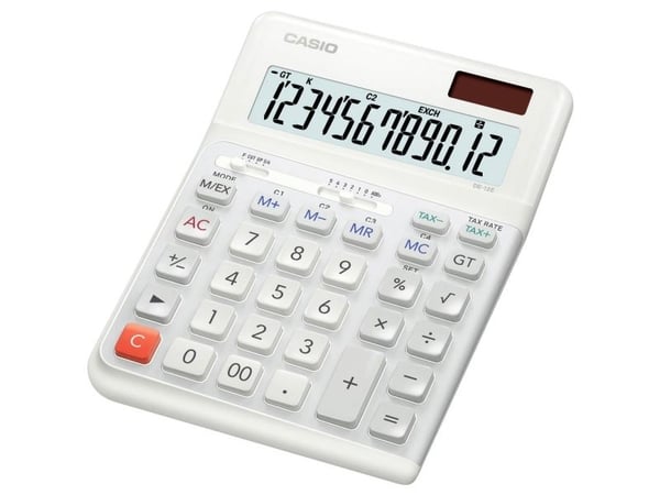 Casio - Skrivebordskalkulator - 12 sifre - batteri