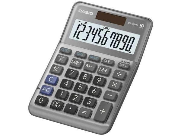 Casio MS-100FM, Desktop, Grunnleggende, 10 sifre, Batteri/Solcelle, Grå
