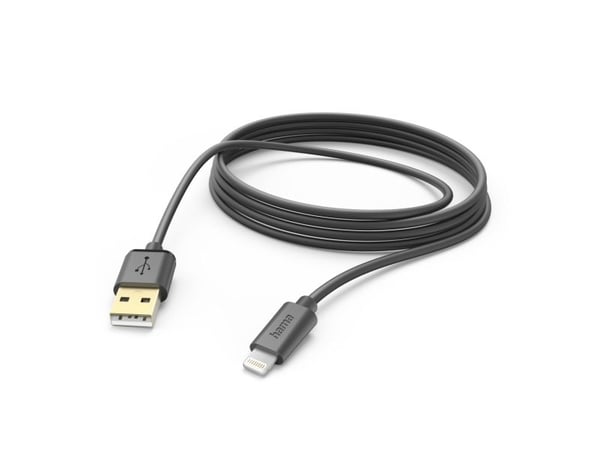 Hama 00201582, 3 m, Lightning, USB A, Hankjønn, Hankjønn, Svart