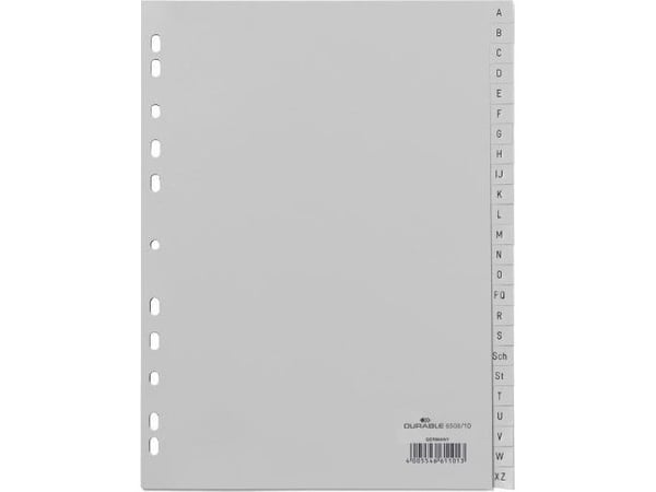 Durable 650810, Kirjainvälilehti, Polypropeeni (PP), Harmaa, Muotokuva, A4, 10 kpl
