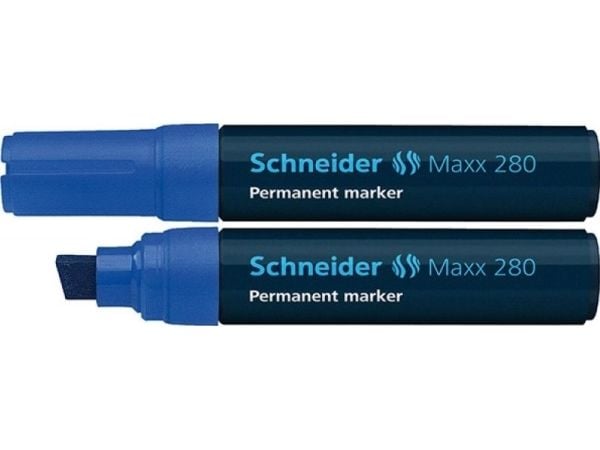 Schneider Schreibgeräte Maxx 280, Blå, Meisel tupp, Sort, Blå, 4 mm, 1,2 cm, Fotoark kartong, Glass, Papir, Plast, Tre