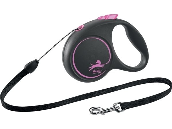 flexi Black Design S snor 5 m, 12 kg, pink