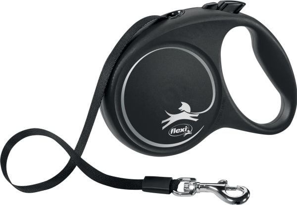 Flexi Black Design M, Koira, Joustava koiran hihna, Musta, Vihreä, Nauha, 25 kg, Yksivärinen