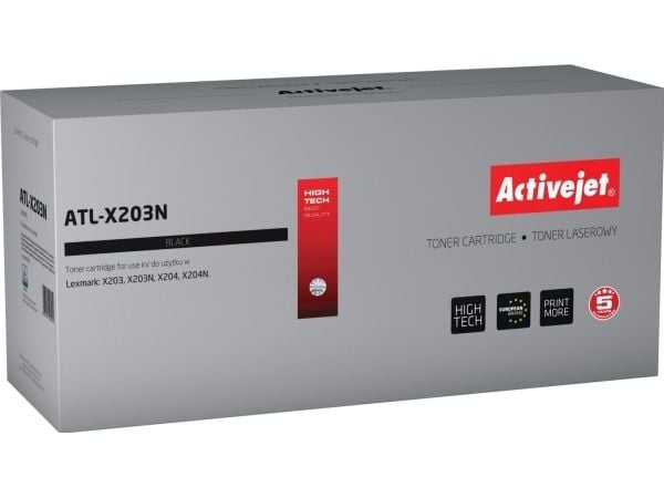 Activejet tonerpatron ATL-X203N (erstatning Lexmark X203A21G; Supreme; 2500 sider; sort)